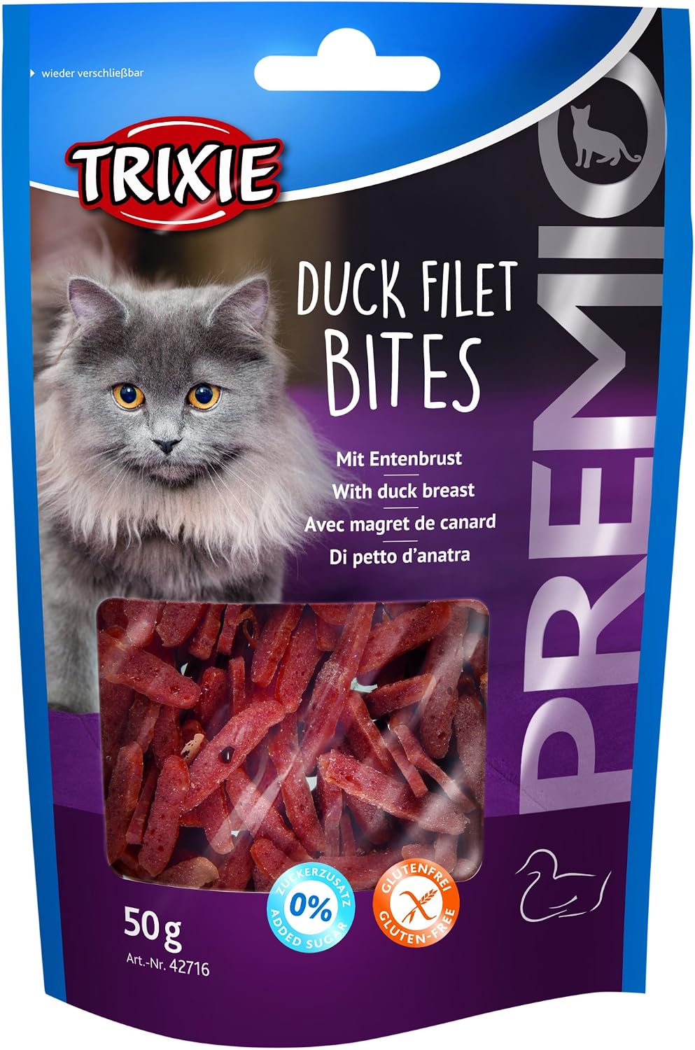 Trixie Premio Friandises pour Chat Canard Filet Bites – Naturelles – 25 g