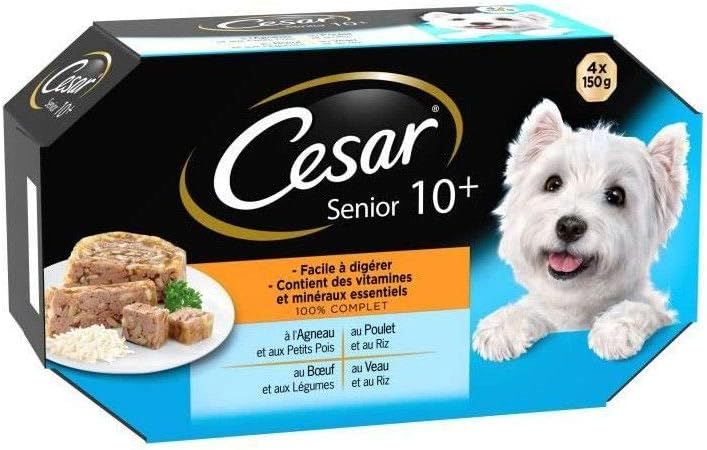 César Barquettes en Gelée 4 Variétés pour Chien, 4 x 150g