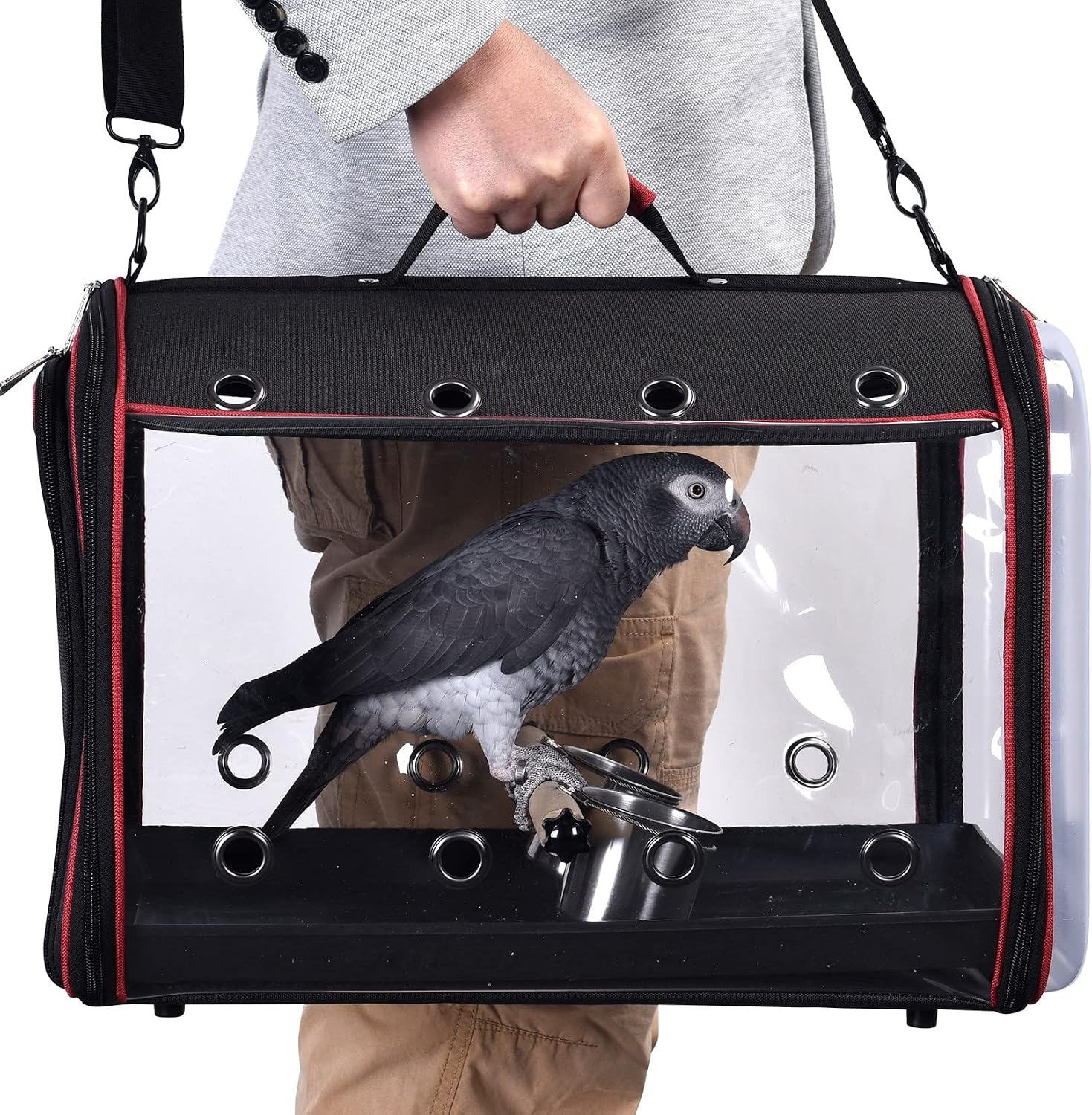 Colorday Cage de Transport légère pour Oiseaux, Grande Taille 48 x 30 x 33 cm, Noir