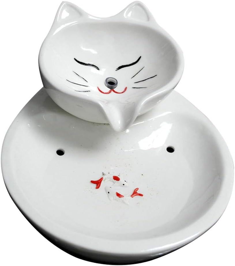 Fontaine à eau pour chat - Distributeur d'eau en céramique - Pour animal de compagnie - Boire de l'eau automatiquement - Cycle d'alimentation - Débit d'eau pour chat - Distributeur d'eau pour chien