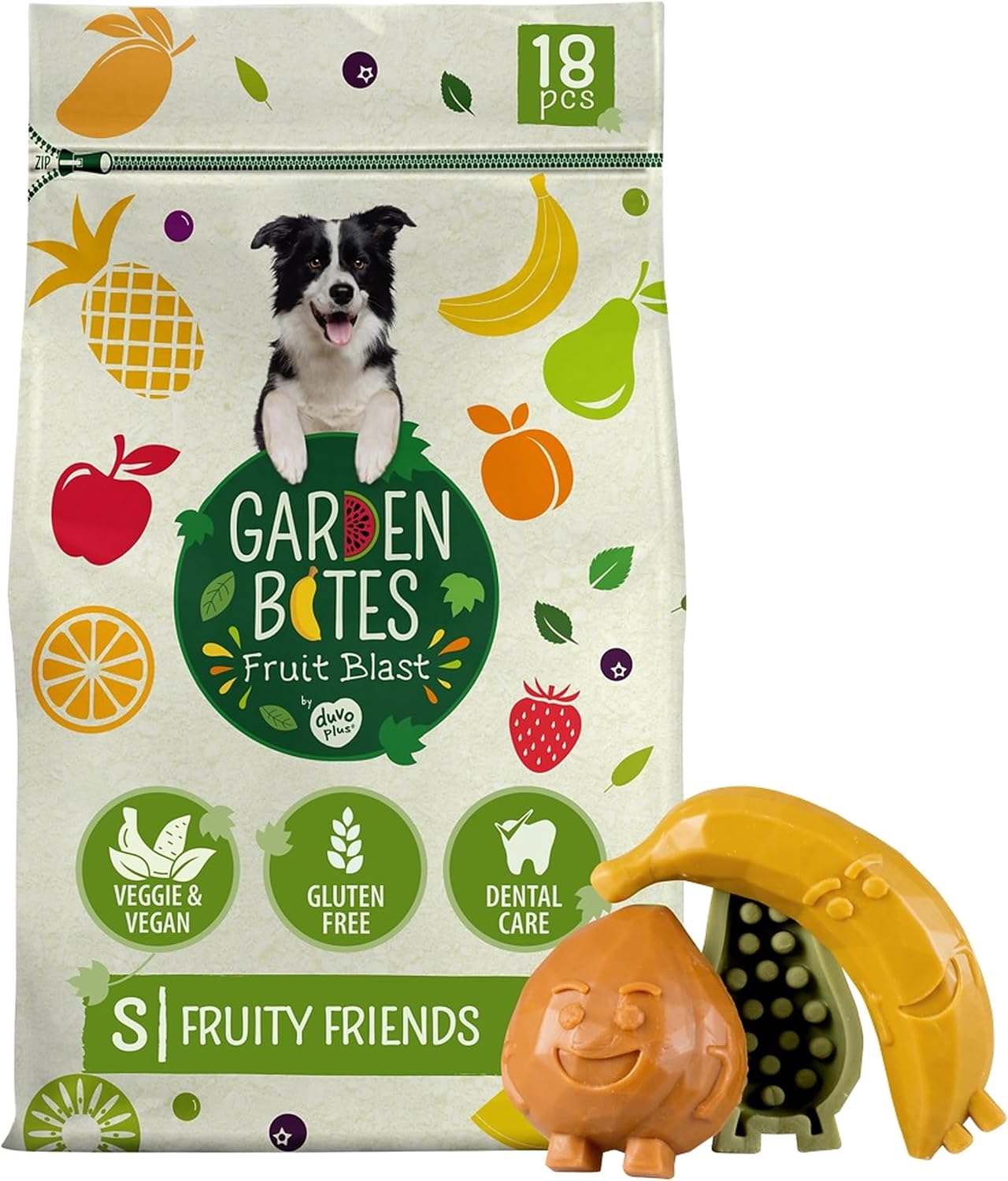 duvoplus Friandises pour Chien aux Fruits Fruity Friends Végétariennes S
