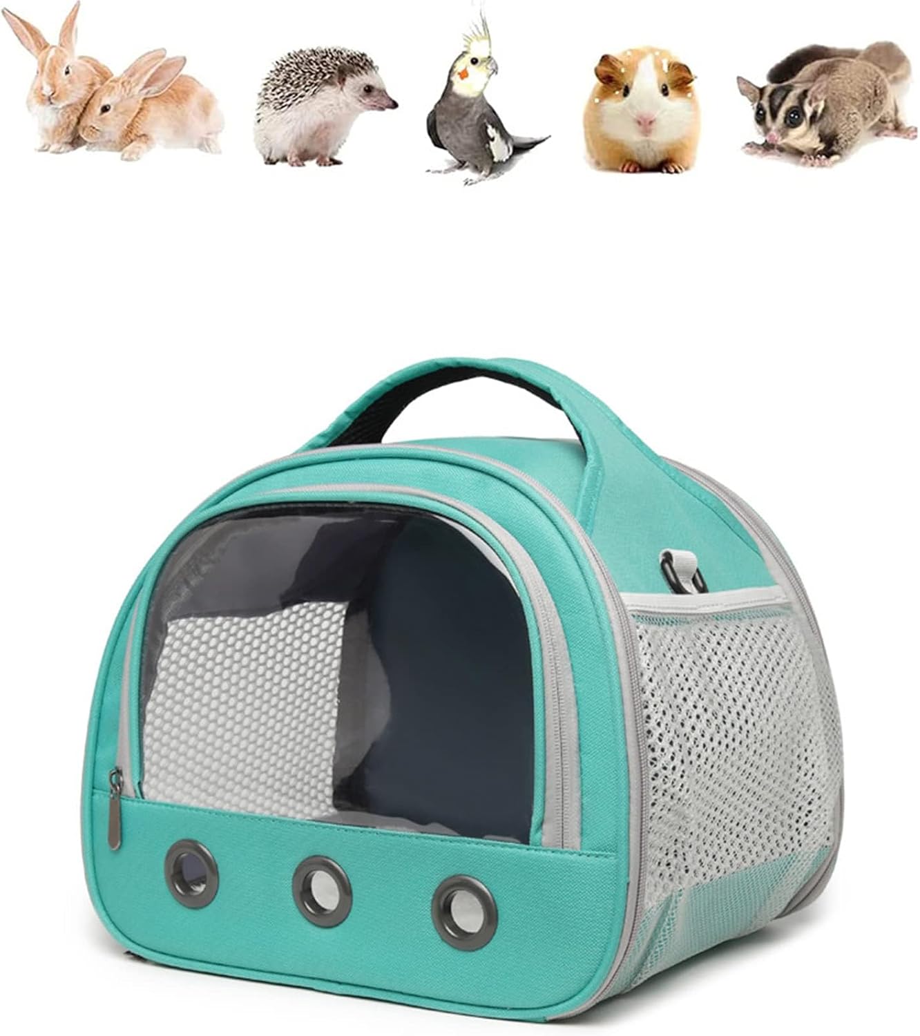 SOONHUA Sac de Transport pour Petits Animaux, Sac de Voyage pour Animal Domestique, Sac de Transport Portable pour Cochon d'Inde avec fenêtre Transparente et Maille Respirante pour Oiseaux, Rats