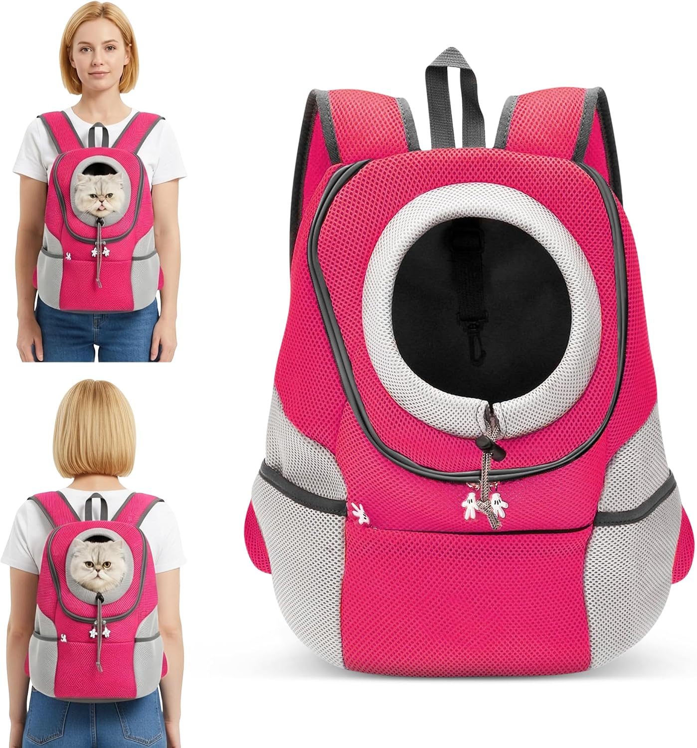 ALLSOPETS Sac à Dos Chien, Sac Transport Chiens et Chats, Rose Fuchsia, L