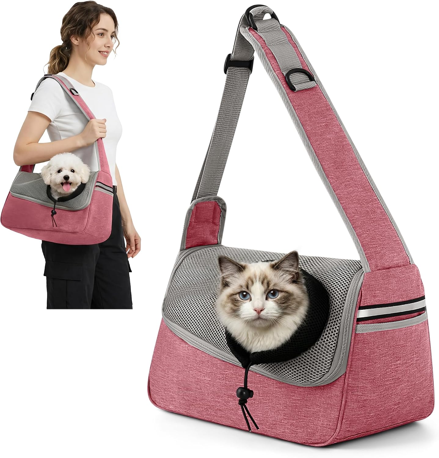 ALLSOPETS Sac Transport Petit Chien, Sac Bandoulière Chat, Rose Clair