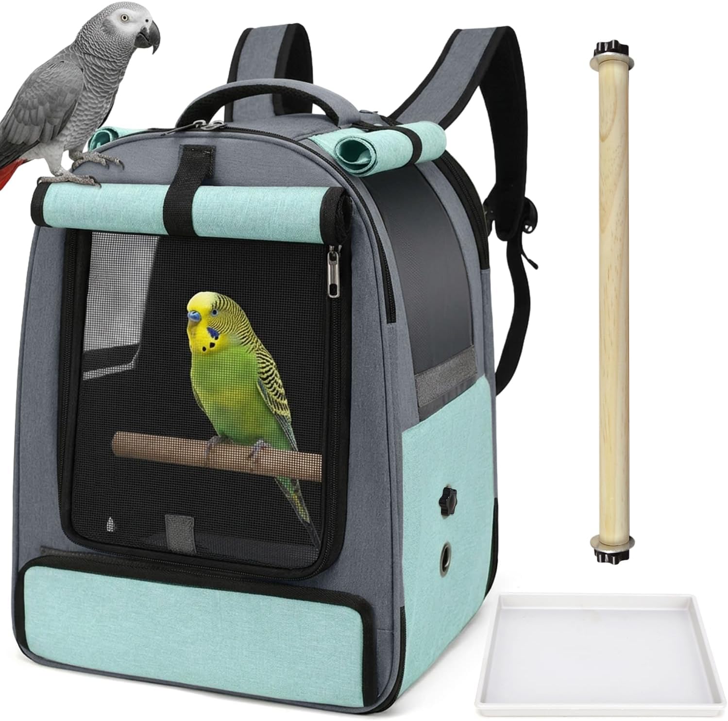 ALLSOPETS Sac à Dos Perroquet, Cage de Transport Oiseaux, Bleu Glacier