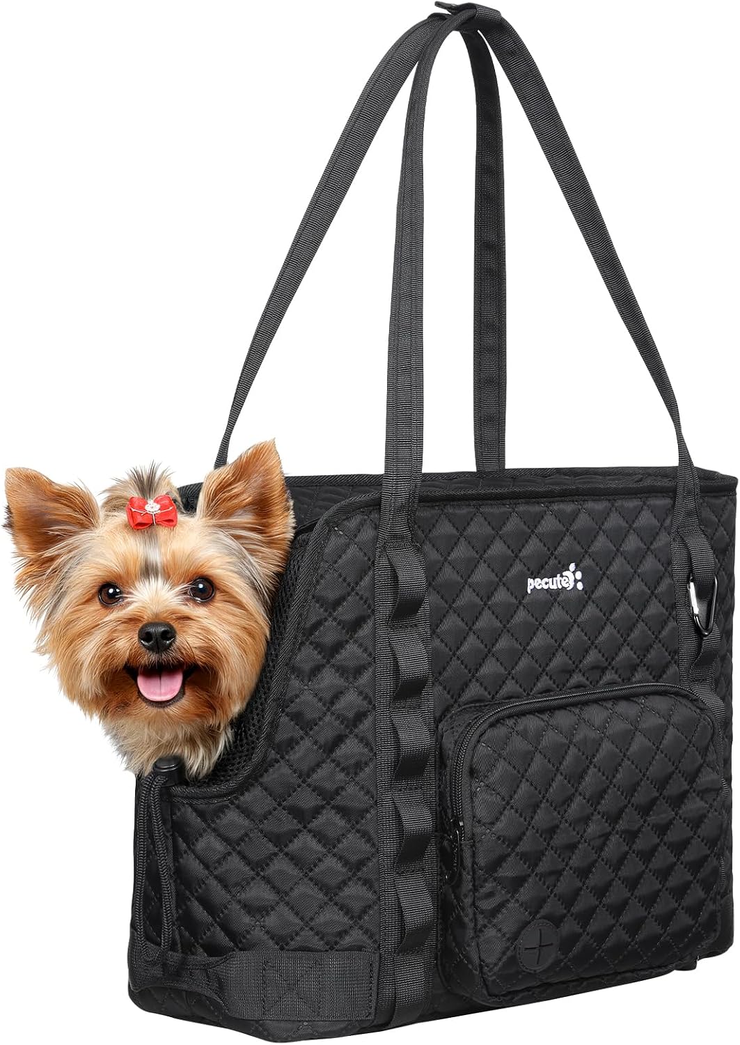 Pecute Sac de Transport Chat et Chien Matelassé, Sac à Main - Noir