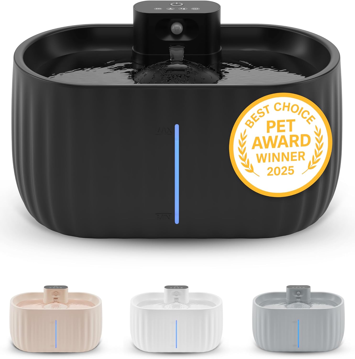 Pretty Paw Fontaine à Eau pour Chat sans Fil 3L Détecteur Mouvement Blanc