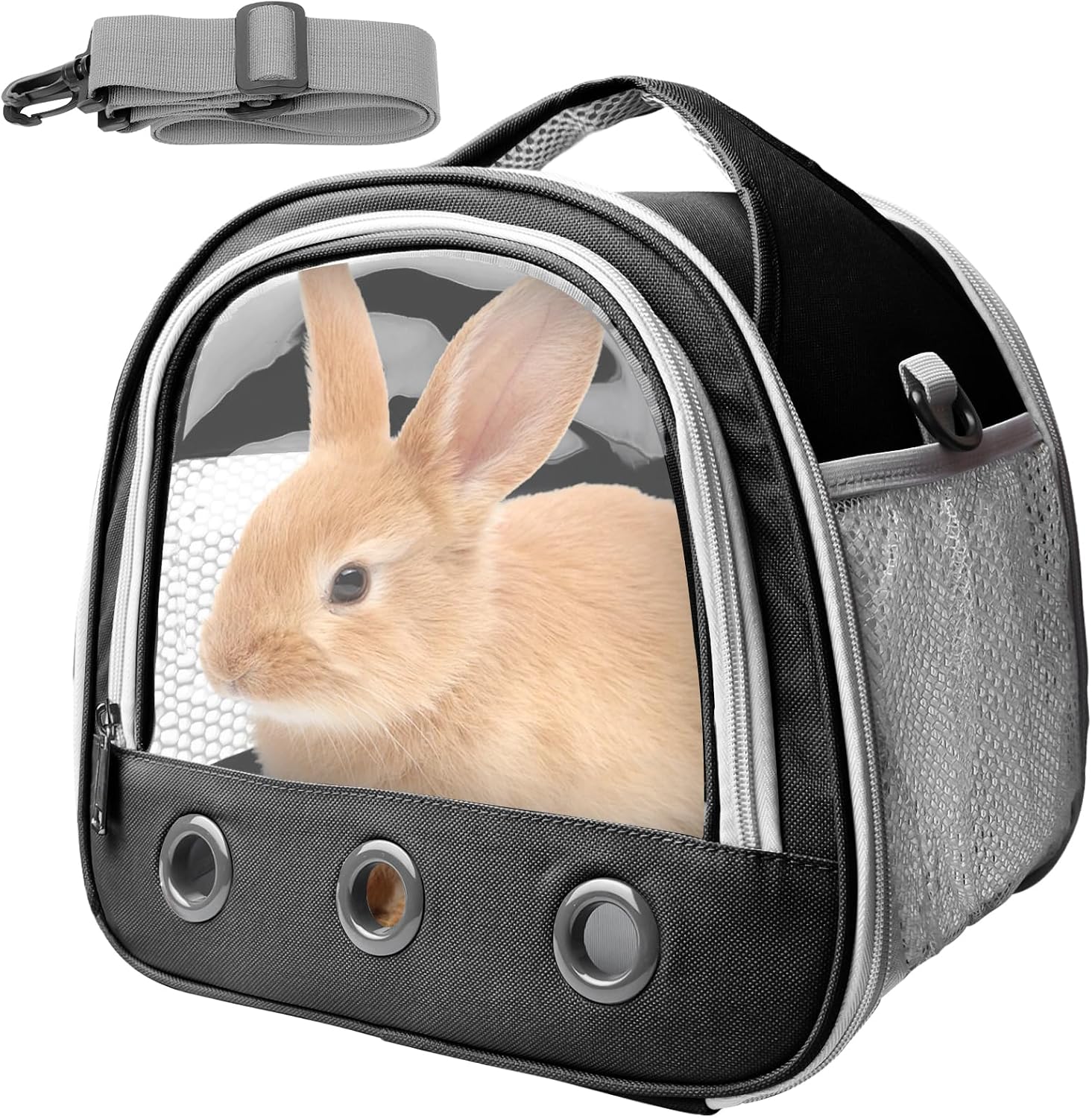Boîte de transport pliable avec bandoulière pour chat, chien, lapin, hamster - 30 x 21 x 27 cm - Noir