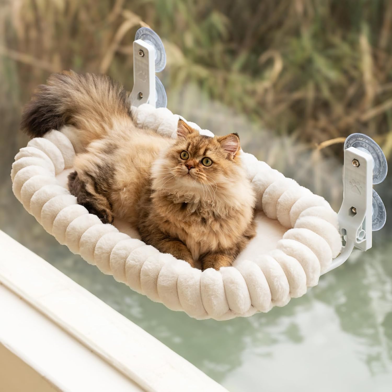 EDAGNY Elegant Hamac pour Chat Pliable Reversible Support 18kg Creme M
