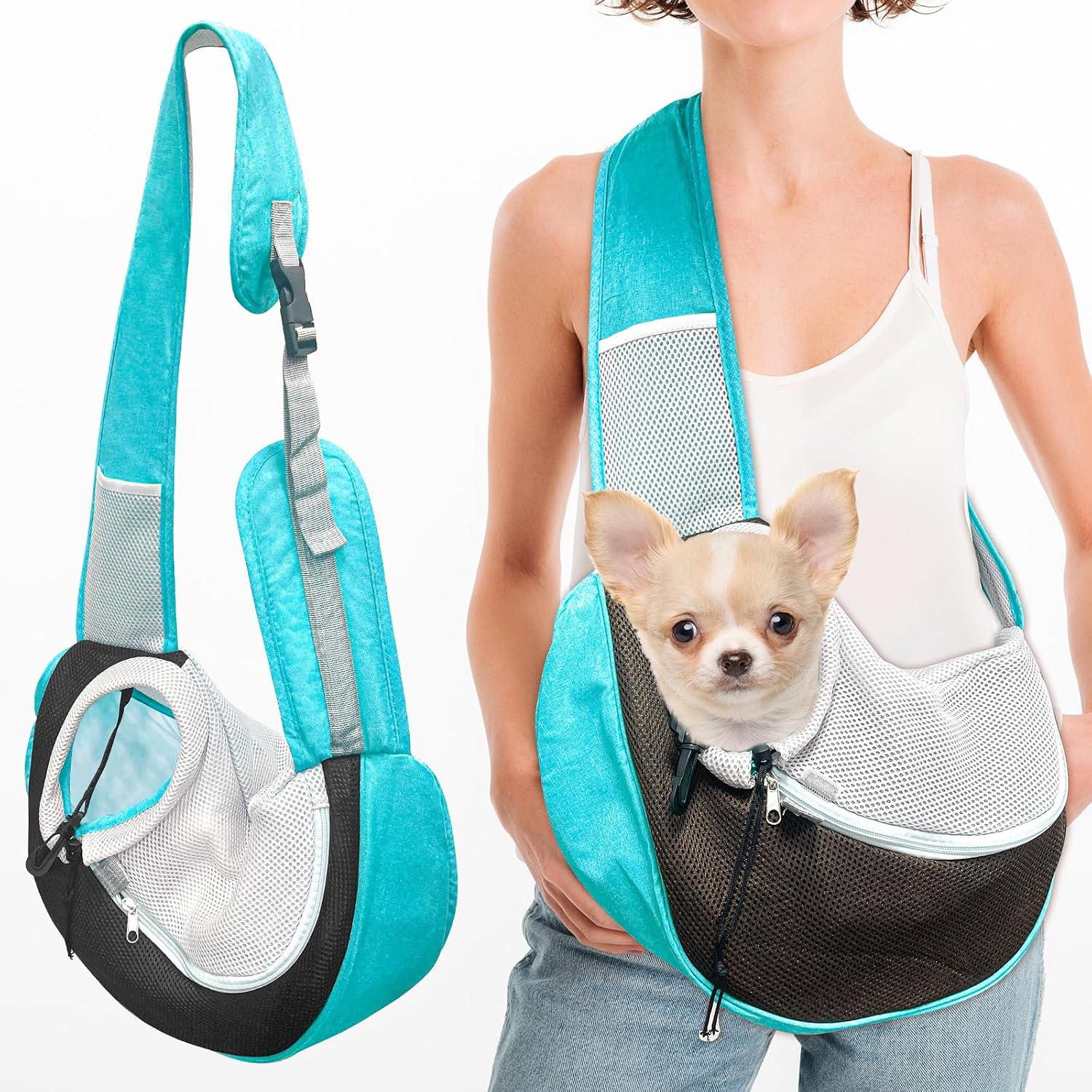 Sac de Transport pour Chien, Portable Sac de Transport Chien 5kg Respirant Sac Transport Petit chieno pour Chiens et Chats de Jusqu’à 5kg pour Activités de Plein Air et Excursions, 1 Pièces