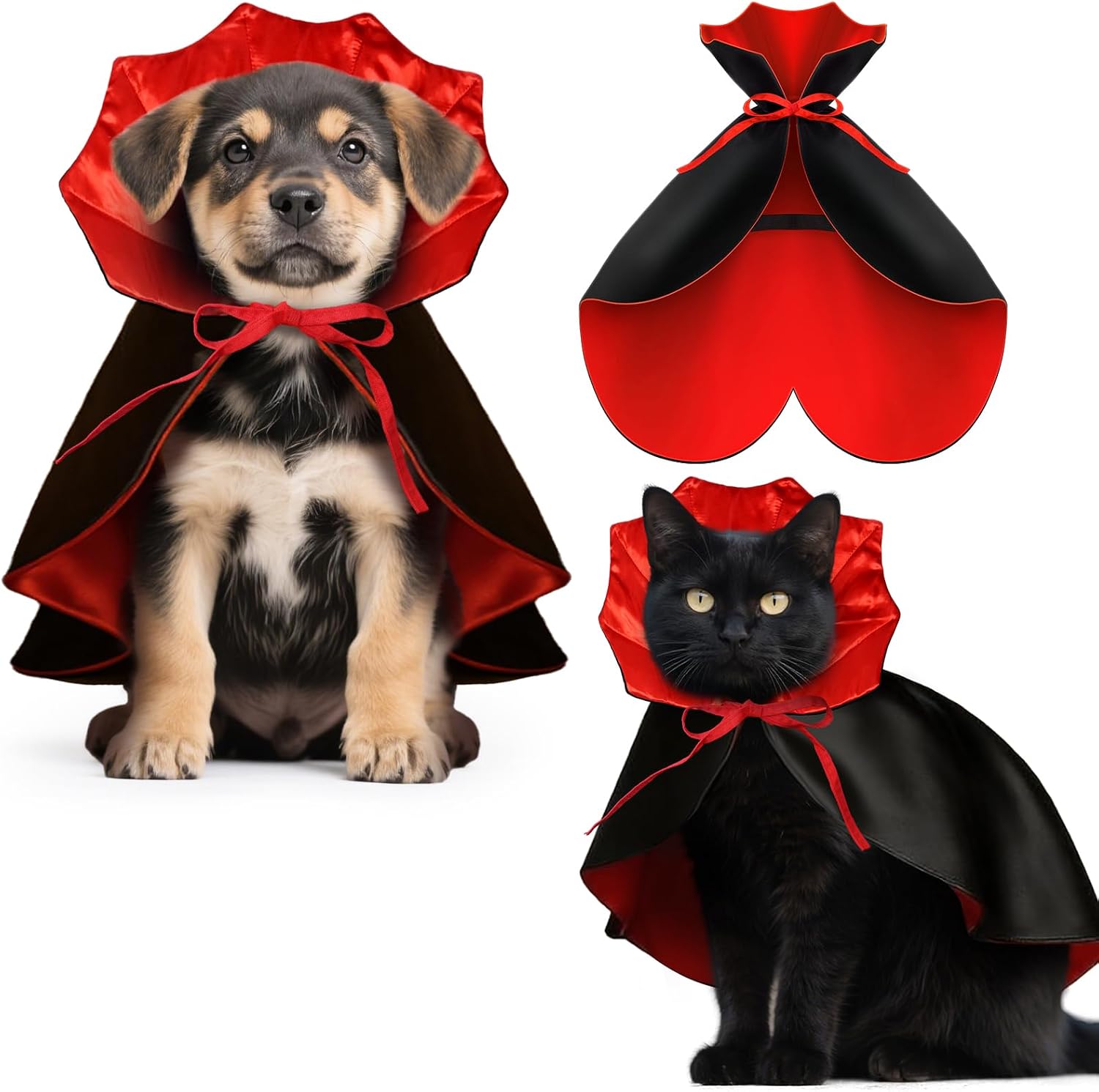 Costume de carnaval pour animal domestique Taille S - Cape de vampire avec col montant et double fermeture - Robuste et confortable pour déguisement, déplacements et photos - S (40 cm)