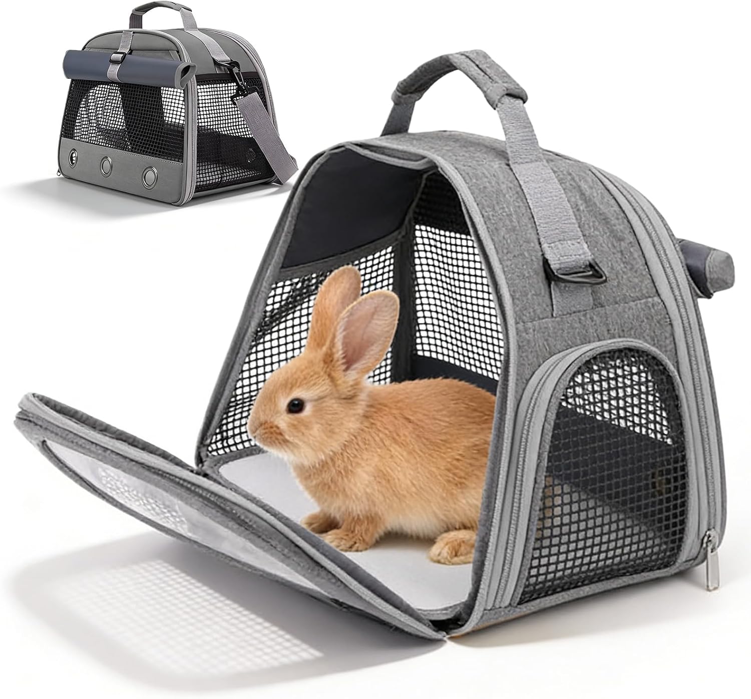 Sac de Transport pour Petits Animaux 35×23×25 cm Souple et Pliable avec Ouverture Latérale pour Chaton Chiot Hamster Cochon d’Inde Lapin Oiseau Hérisson, Gris