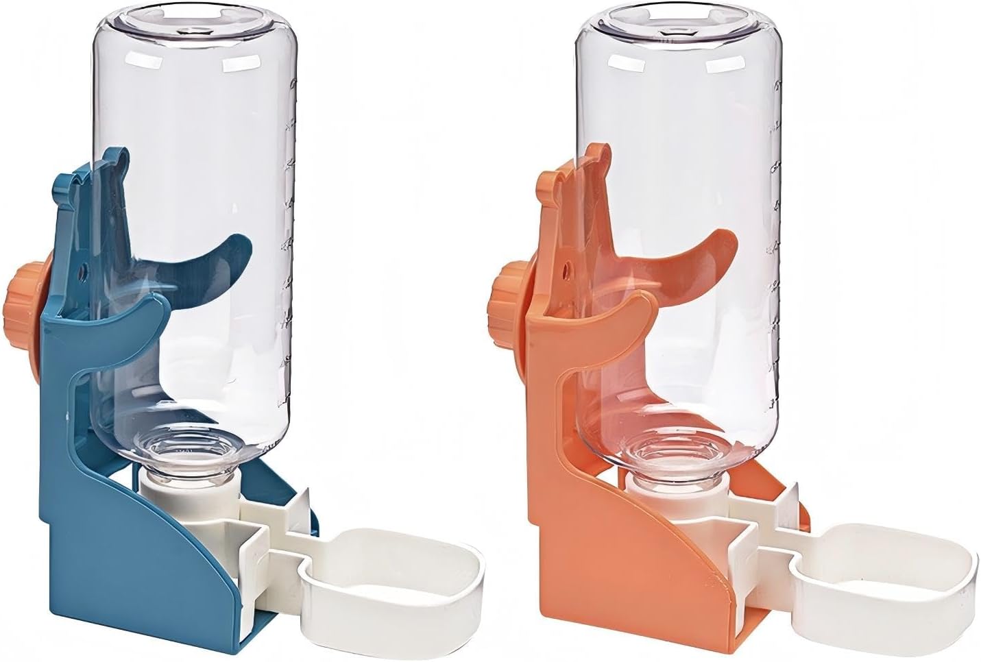 2 pièces de distributeur d'eau automatique pour lapins, 500 ml, bouteille de boisson suspendue pour lapins, cochons d'Inde, chinchillas, hérissons, furets, hamsters (Bleu, Orange)