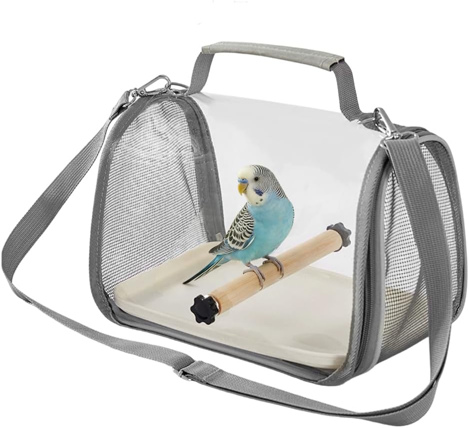Cage à oiseaux, cage de transport pour oiseaux avec perchoir et plateau amovible, cage pour petits animaux et perruches, facile à nettoyer, transport sûr par le vétérinaire