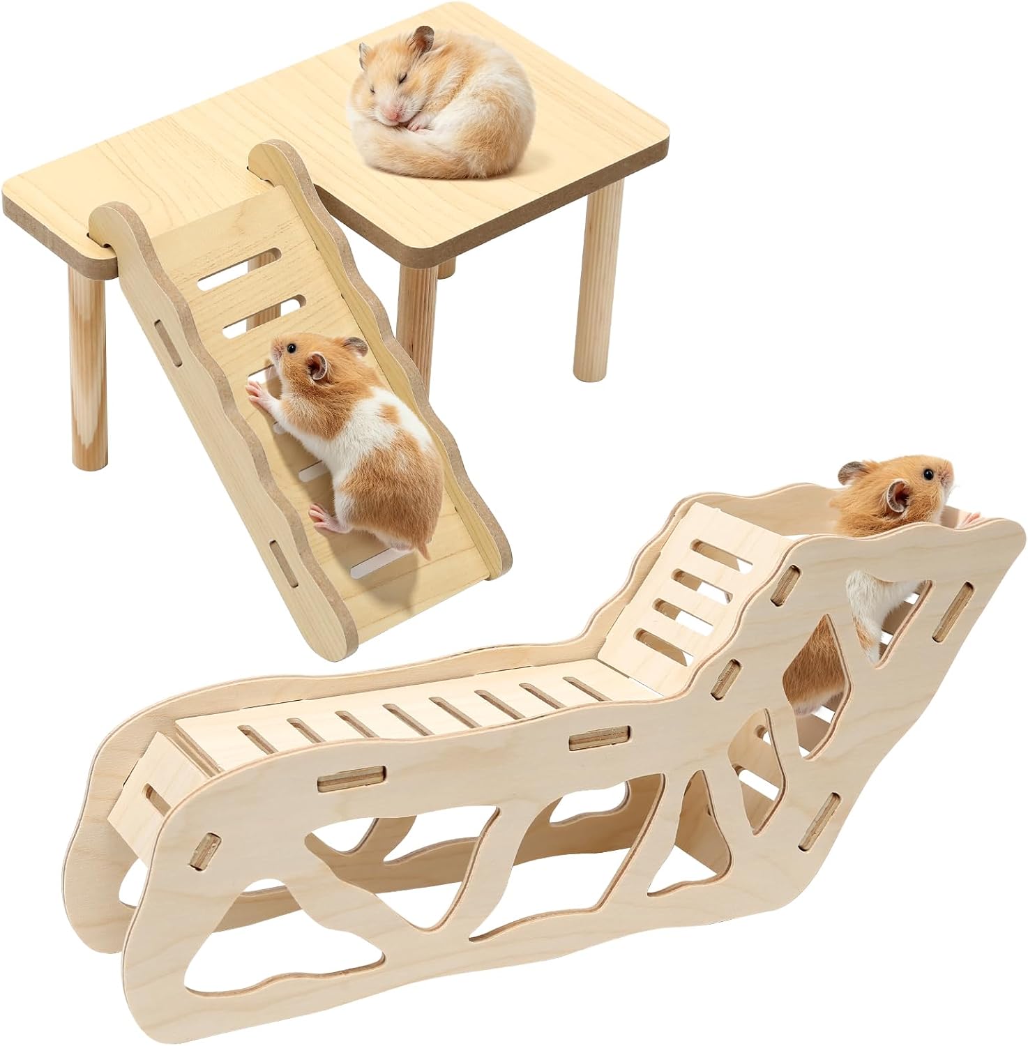Plateforme Hamster avec Échelle et Tunnel Hamster, Accessoire Hamster Cage
