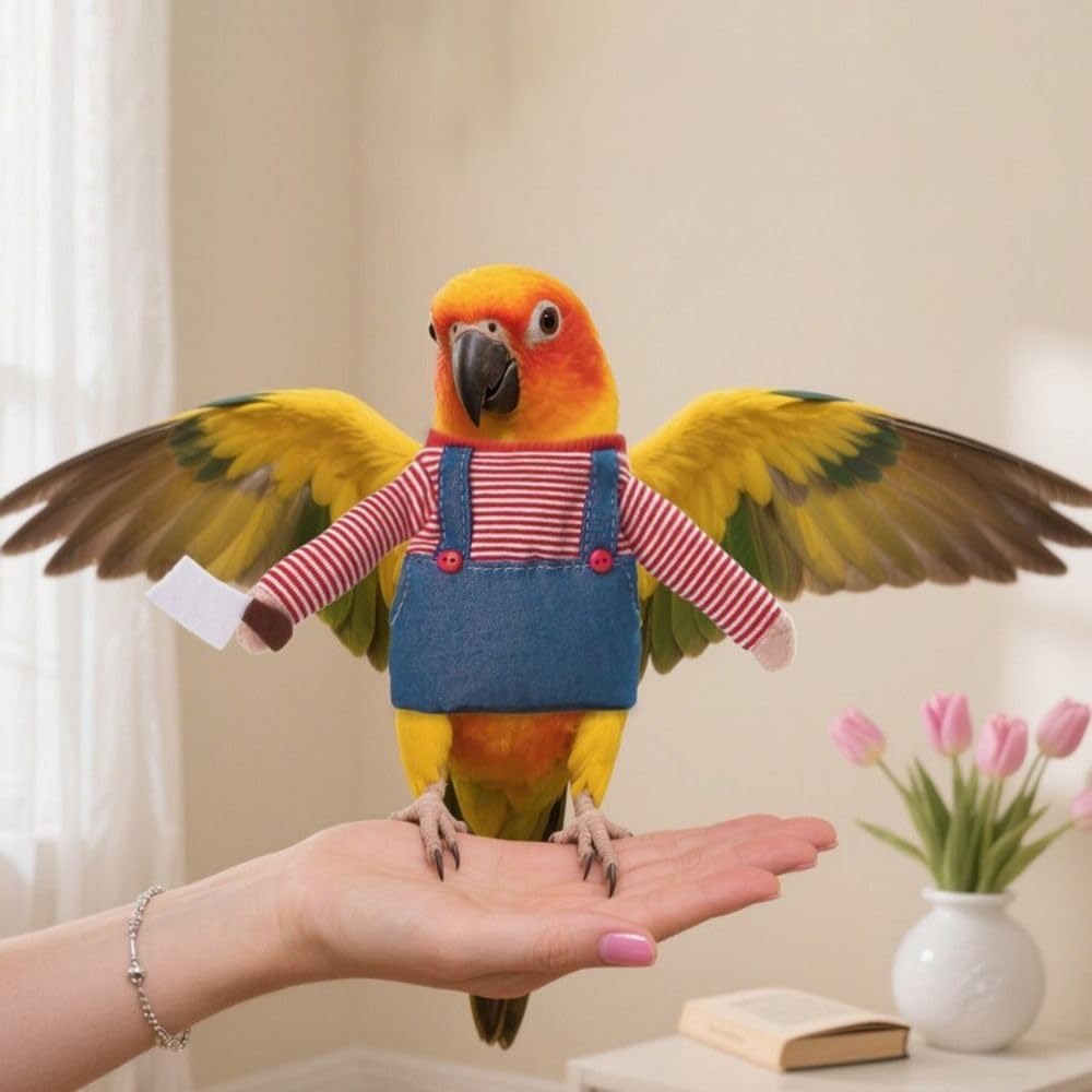 Tenue de costumade pour oiseaux – Vêtements pour perroquet pour animaux de compagnie, costume d'Halloween mignon et respirant pour jeu de rôle (taille M, bleu)