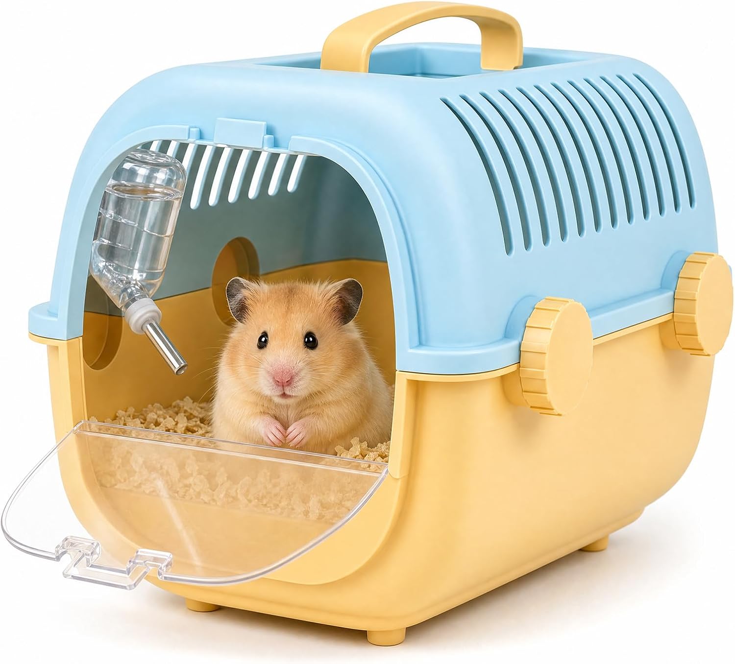 Boîte de transport pour hamster nain - 27 x 22 x 20 cm - Avec bouteille