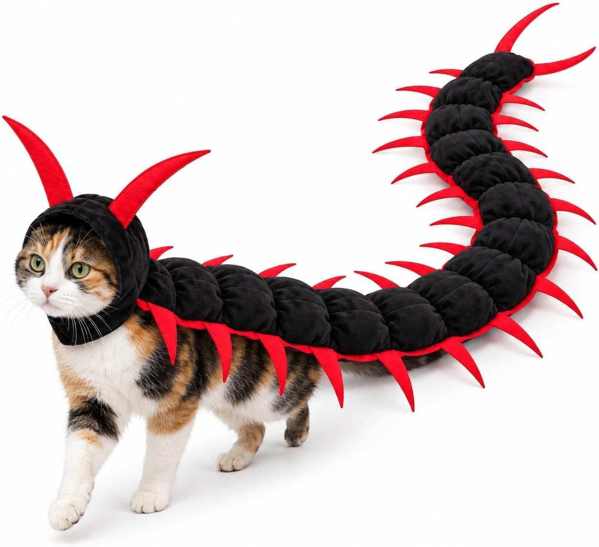 Halloween Déguisement en Forme de Mille-Pattes pour Chat Petit Chien Costume Amusant de Chat Scolopendra pour Photos et Fêtes Costume Effrayant en Peluche avec Plusieurs Jambes pour Animaux